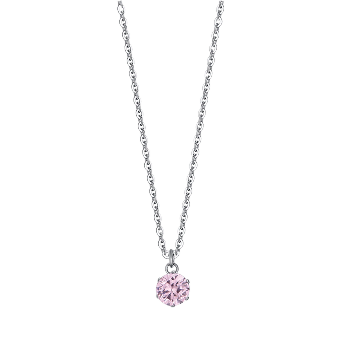 Cadena Acero Con Colgante Circonita Color Rosa De Francia