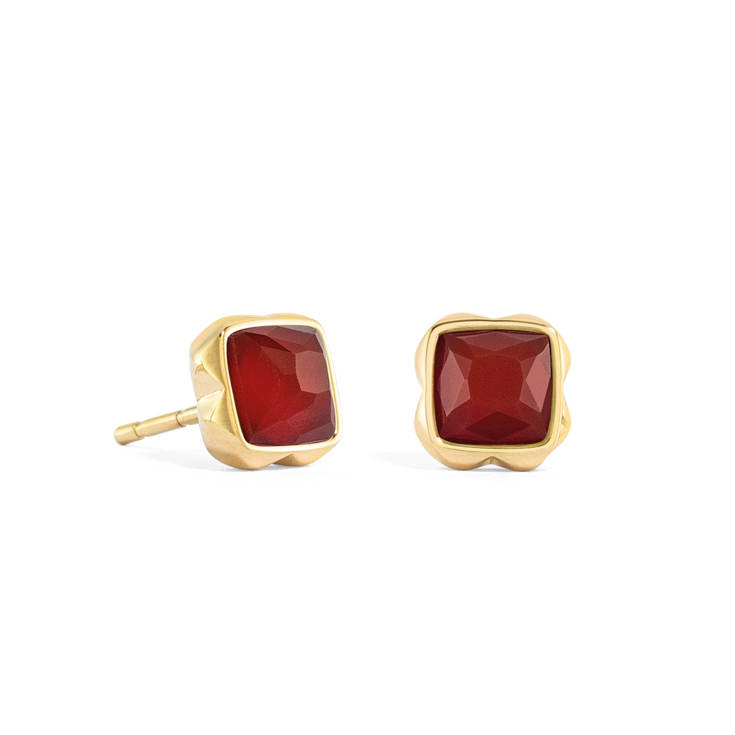 Pendientes de botón ágata roja