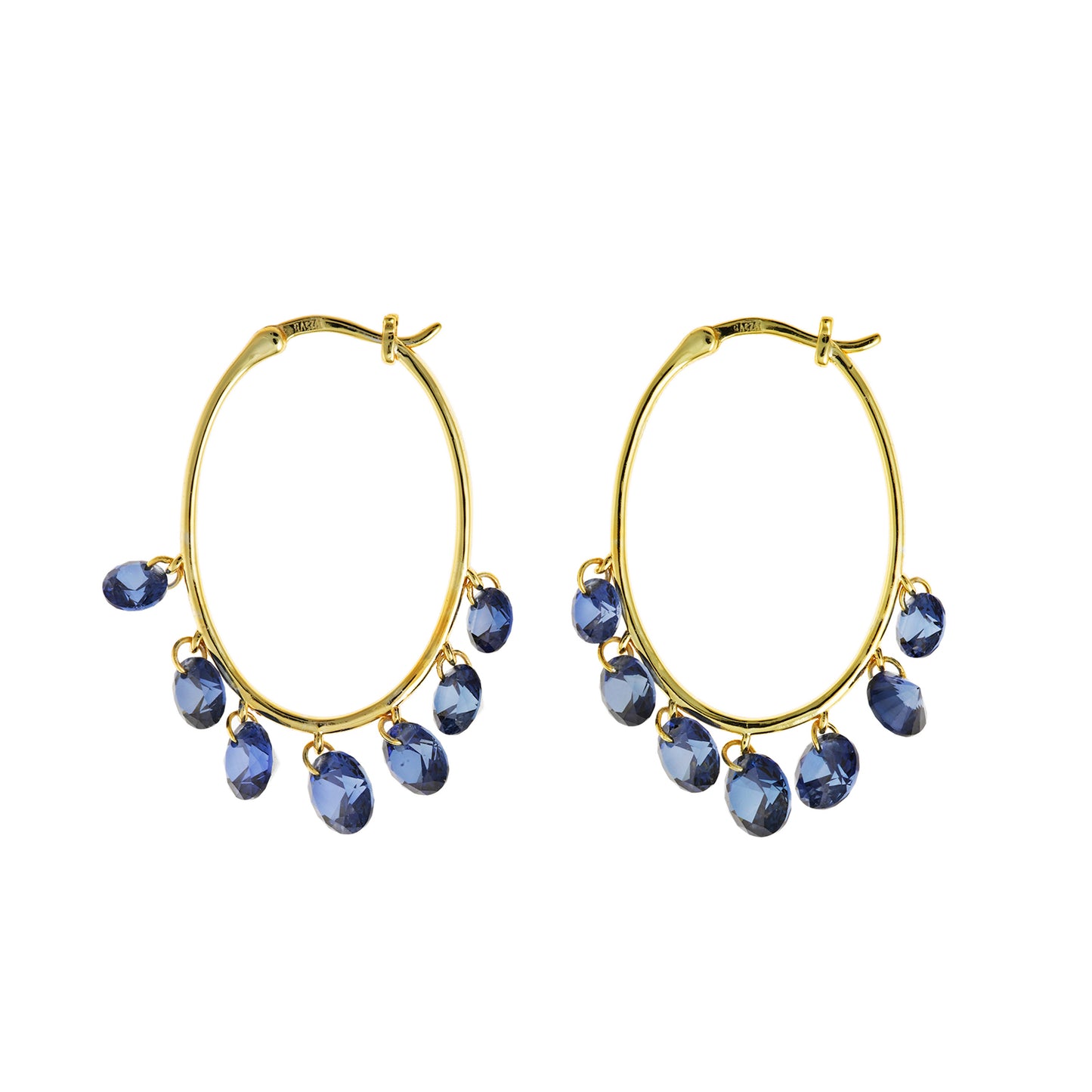 Pendientes Plata Dorada Aro Ovalado Circonitas