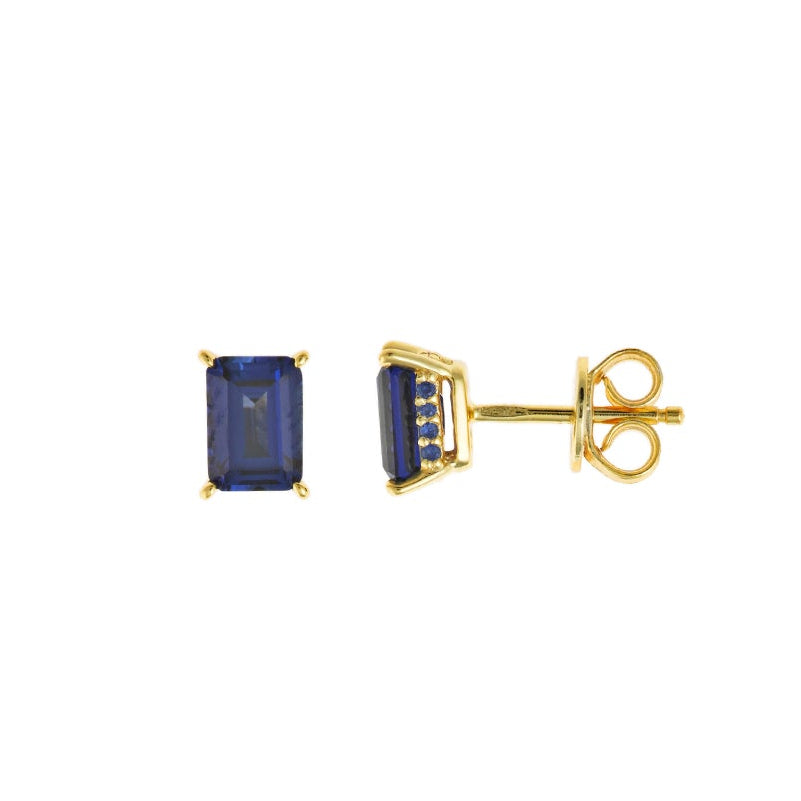 Gold Plated Zirconia Sapphire Earrings