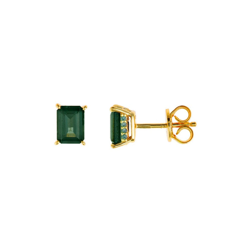 Gold-plated Silver Earrings with Green Tourmaline Zirconia
