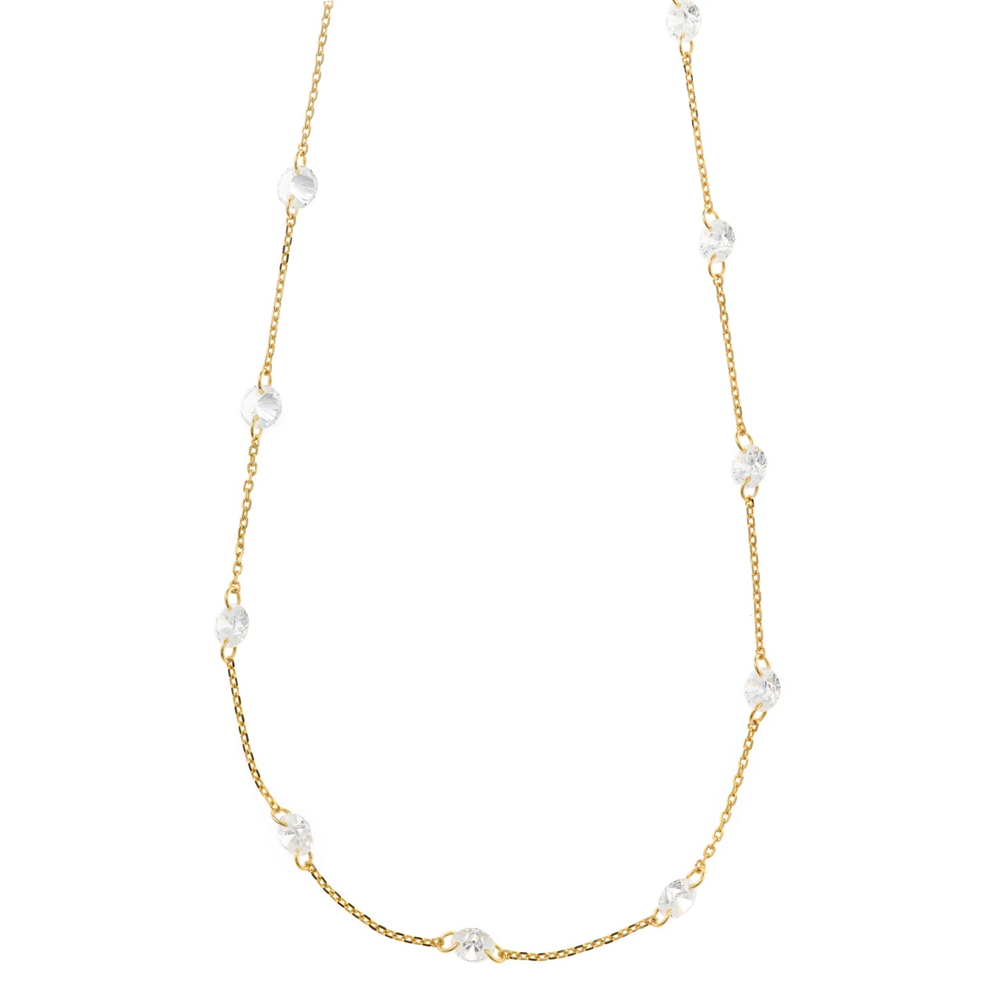 Collar Plata Chapado Dorado Circonitas Blancas Brillantes