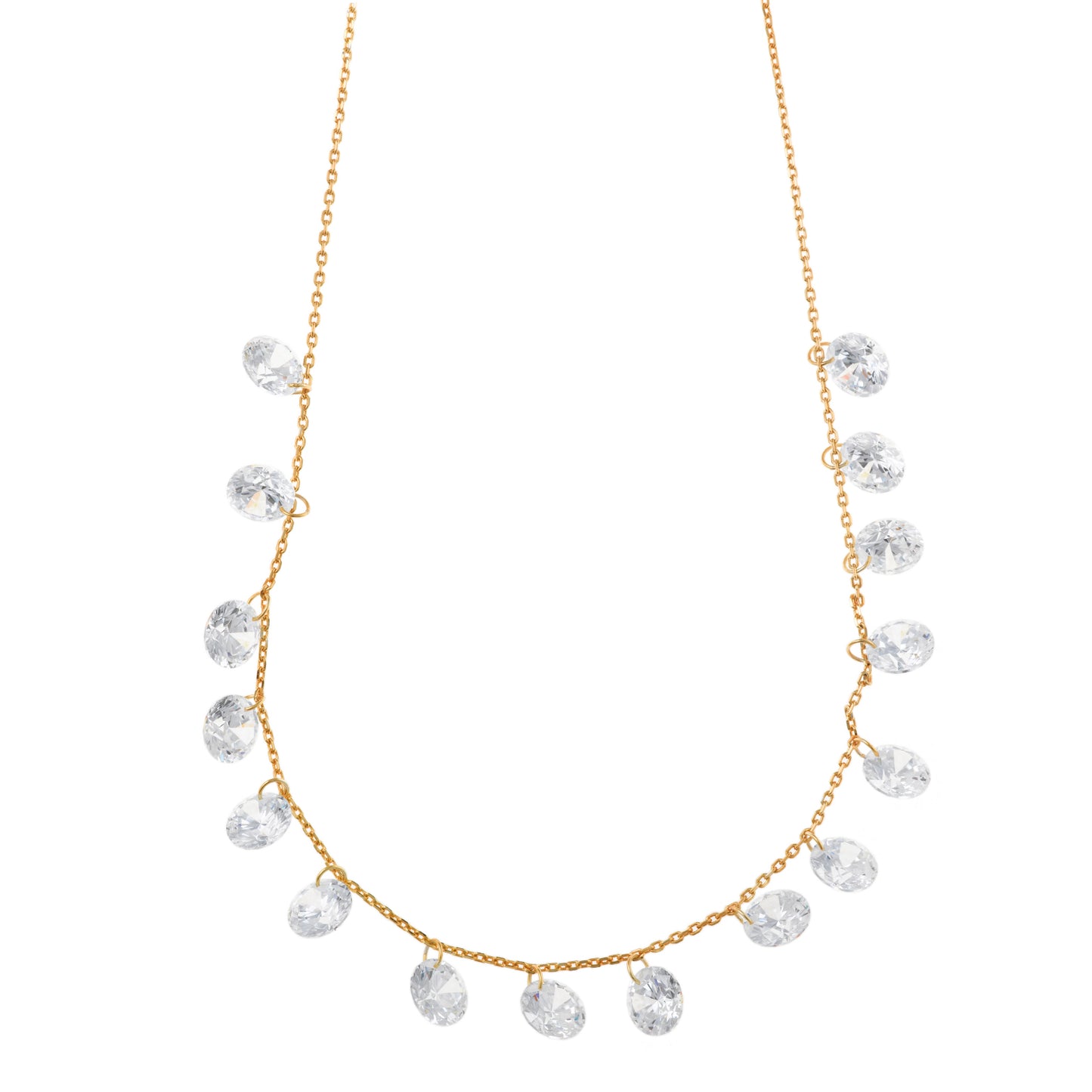 Collar Plata De Ley 925 Chapado Dorado Circonitas