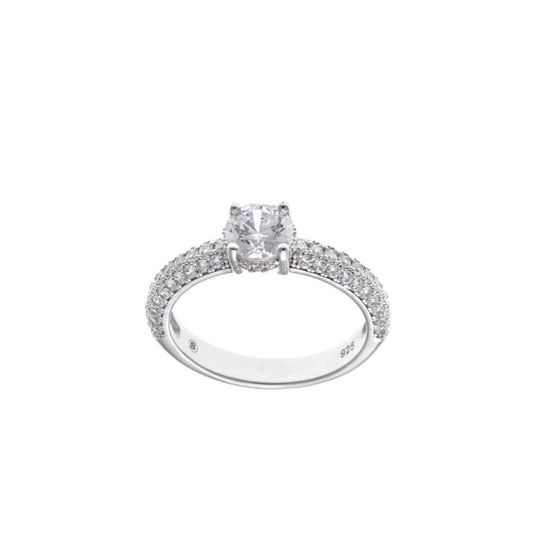 Anillo Plata Rodiada Circonita Blanca