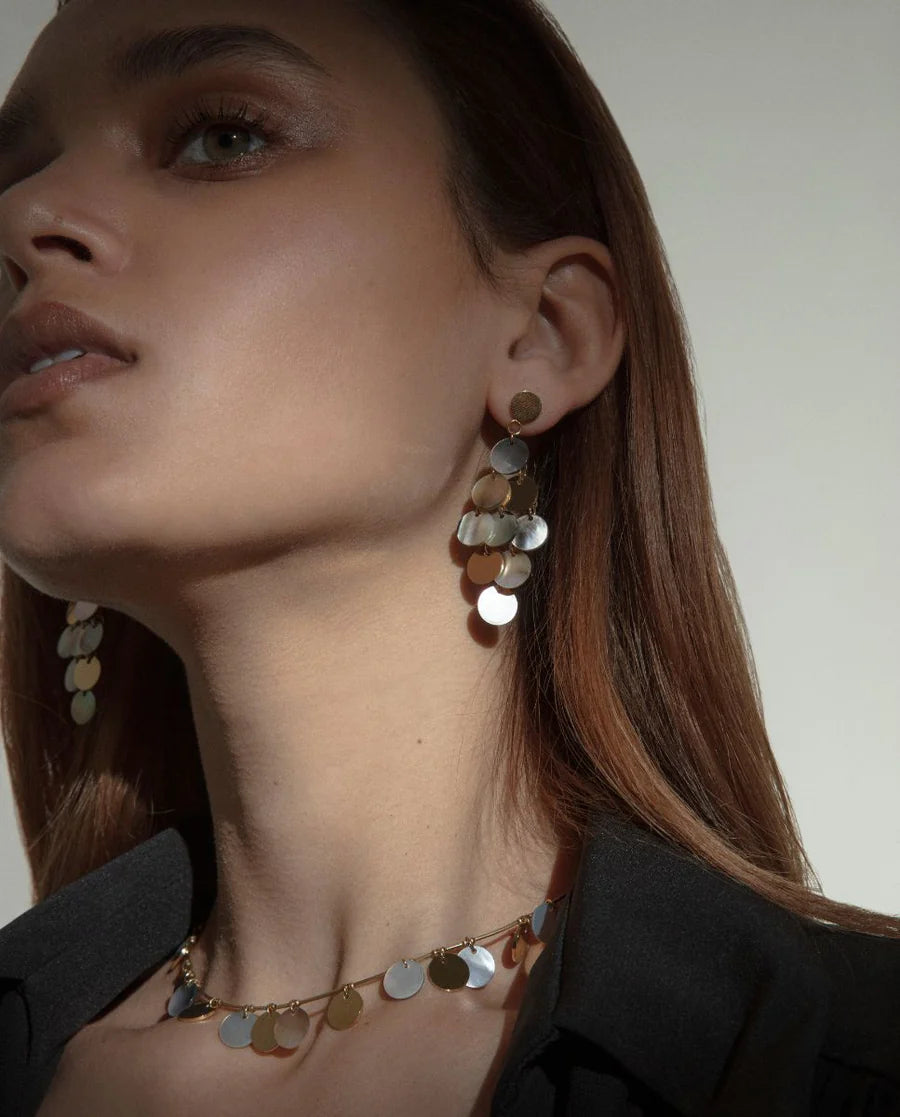 Pendientes Viceroy de mujer de acero Ip dorado y madre perla