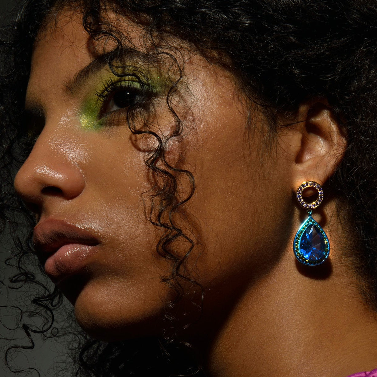 Pendientes Plata Dorada y Azul Circonitas