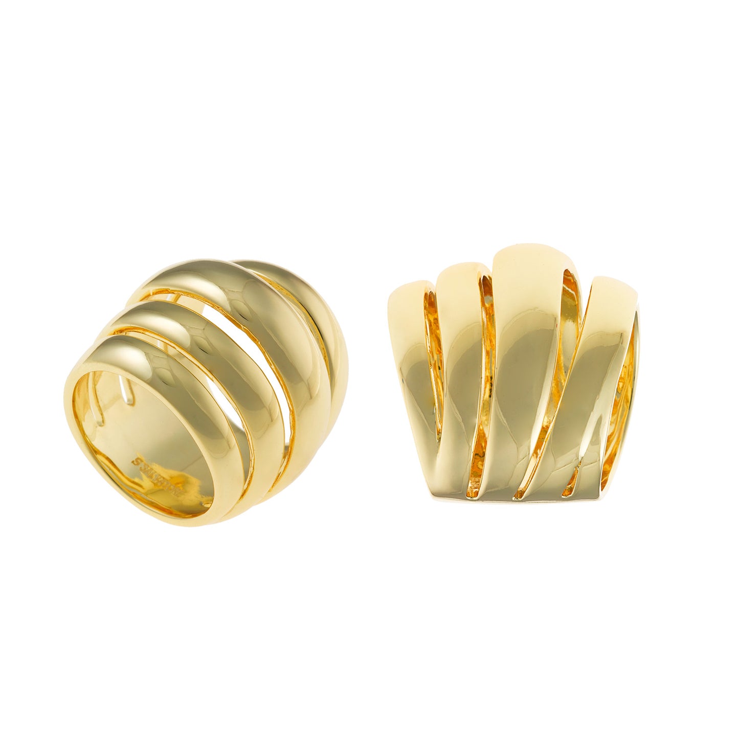 Anillo Metal Chapado Dorado Líneas