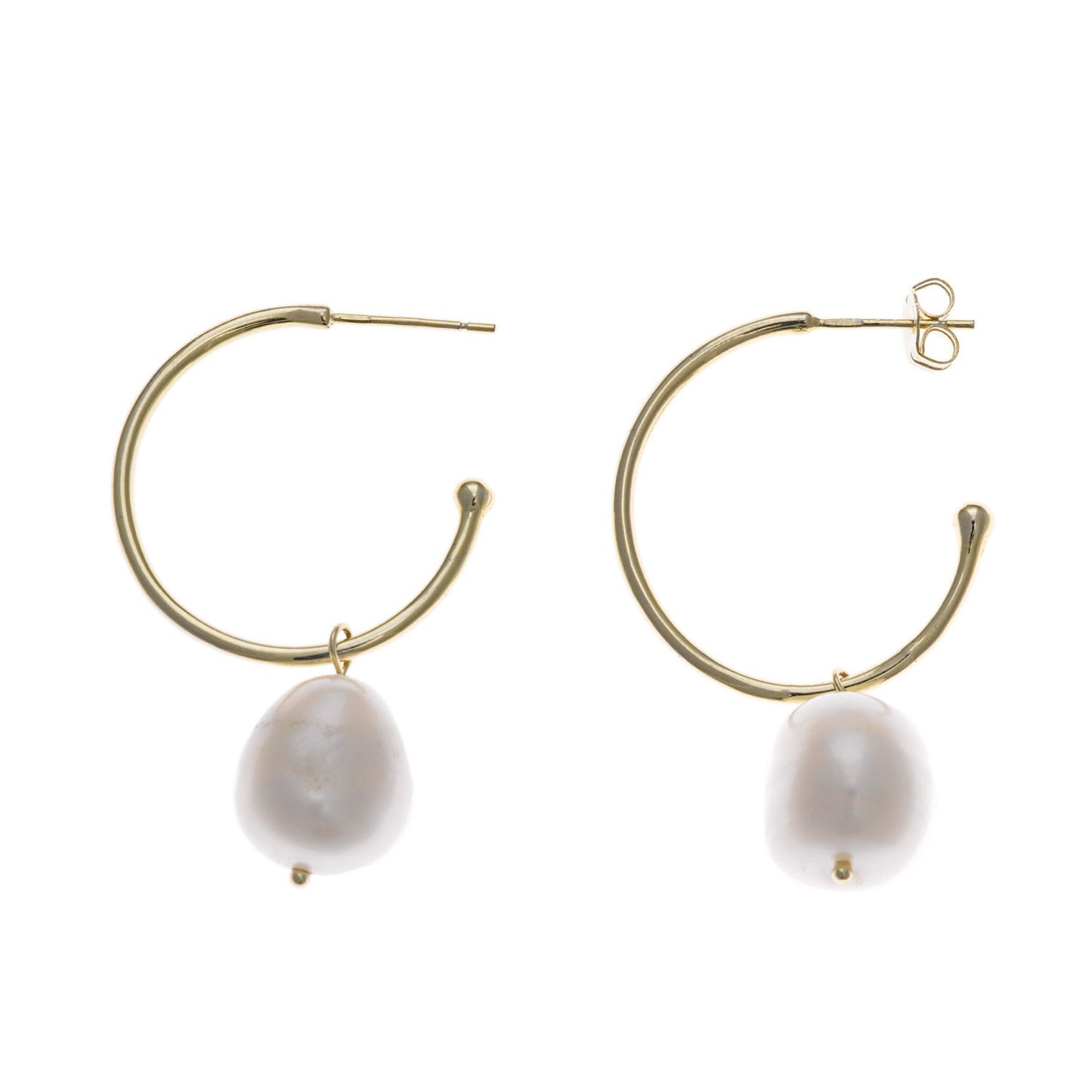 Pendientes Plata Dorada Aro y Perla