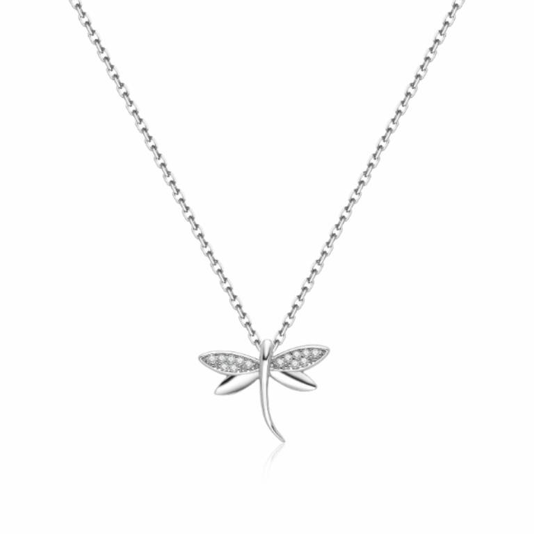 Collar Plata Colgante Libélula Circonitas