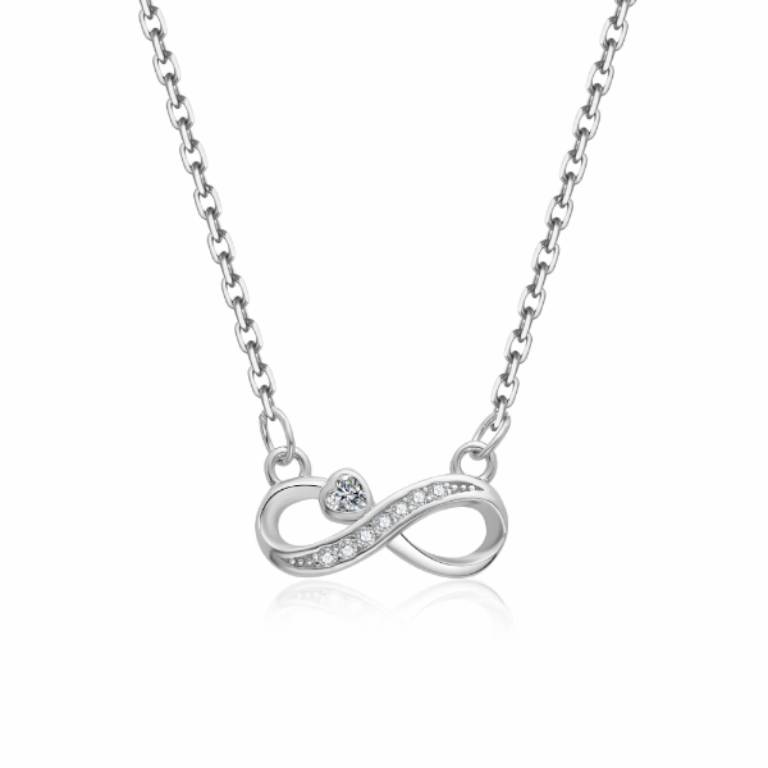 Collar Plata Colgante Infinito Corazón Circonitas