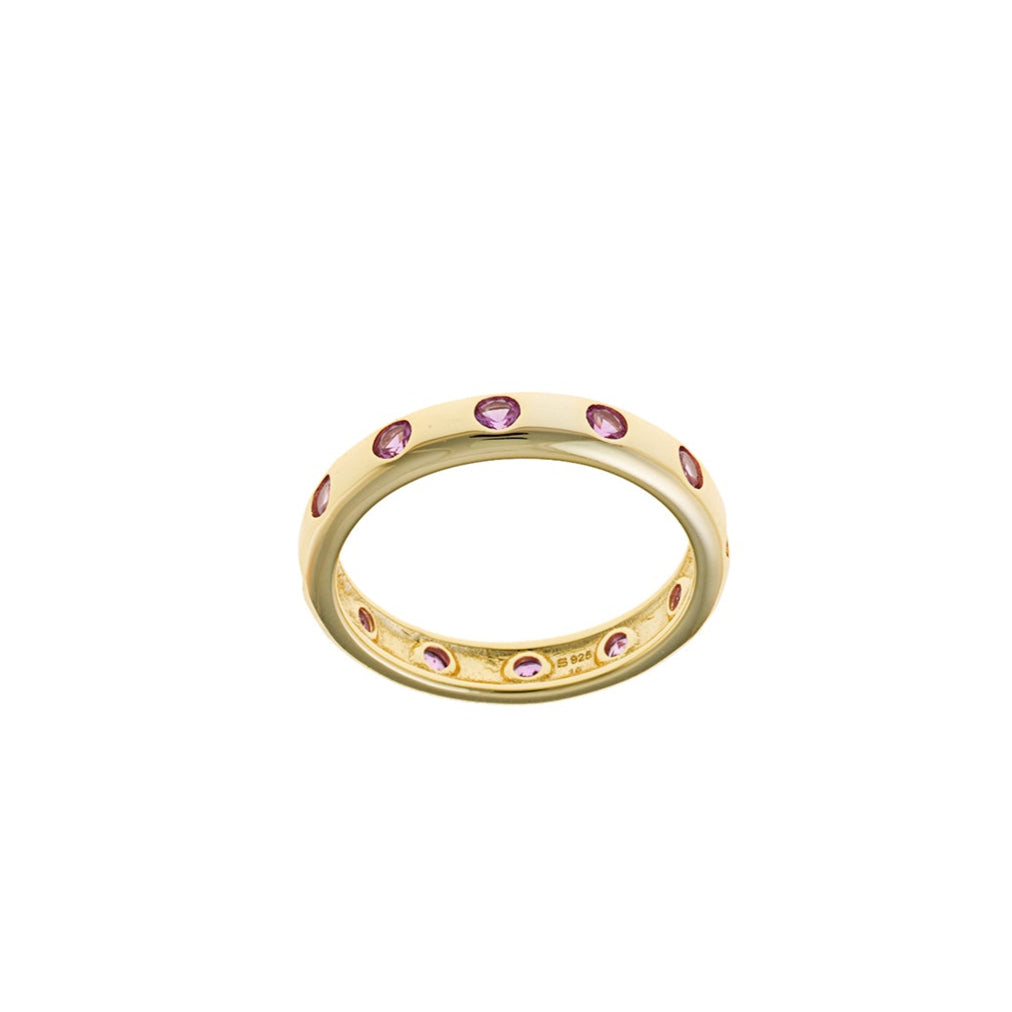 Anillo Plata Dorada Circonitas Rubí