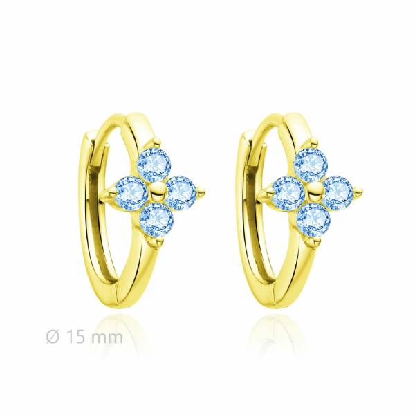 Pendientes Aros Plata Chapado Dorado Circonita Flor