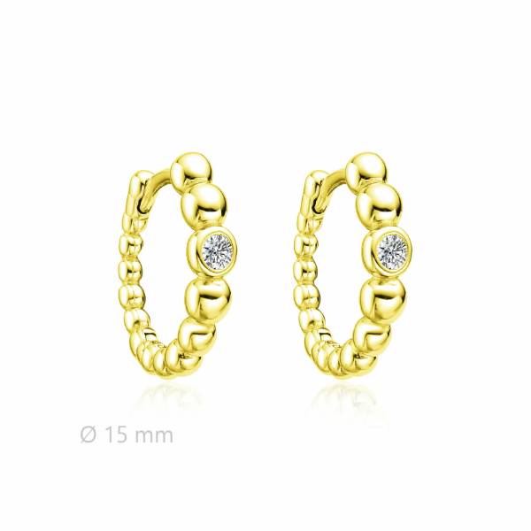 Pendientes Aros Plata Chapado Dorado Circonita