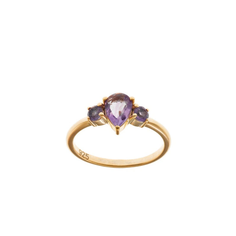 Anillo Plata Dorada Amatista