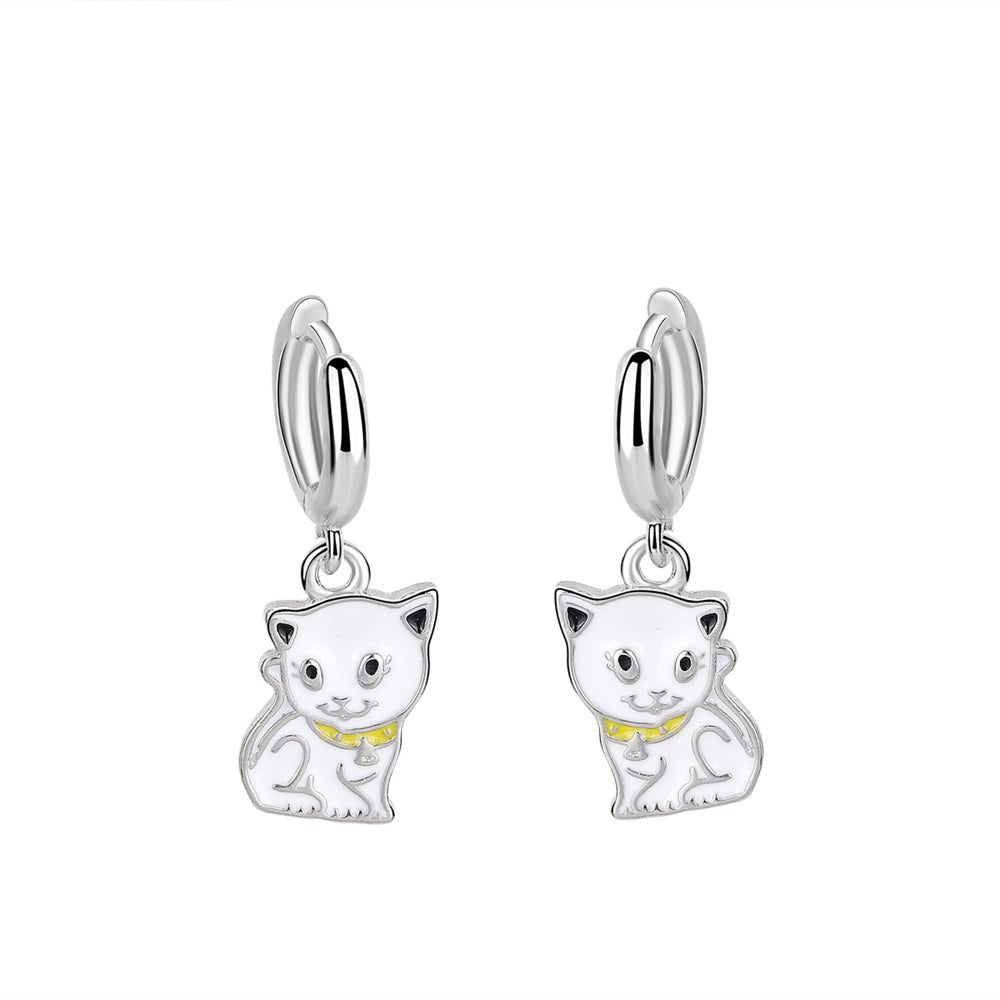 Pendiente de Plata de Gato Colgando