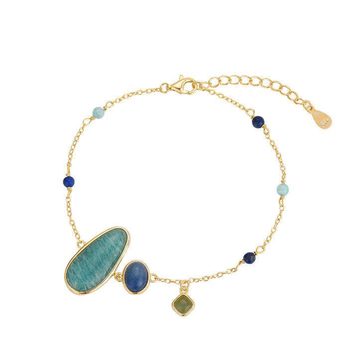 Pulsera Plata De Ley 925 Piedra Natural Amazonita