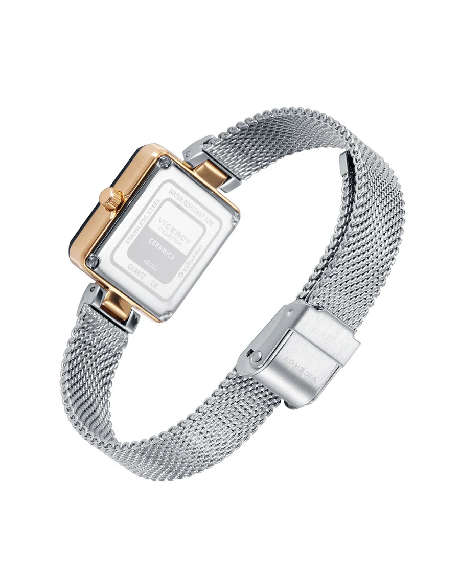Reloj de Viceroy Mujer Cerámica caja Ip dorado y malla milanesa de acero
