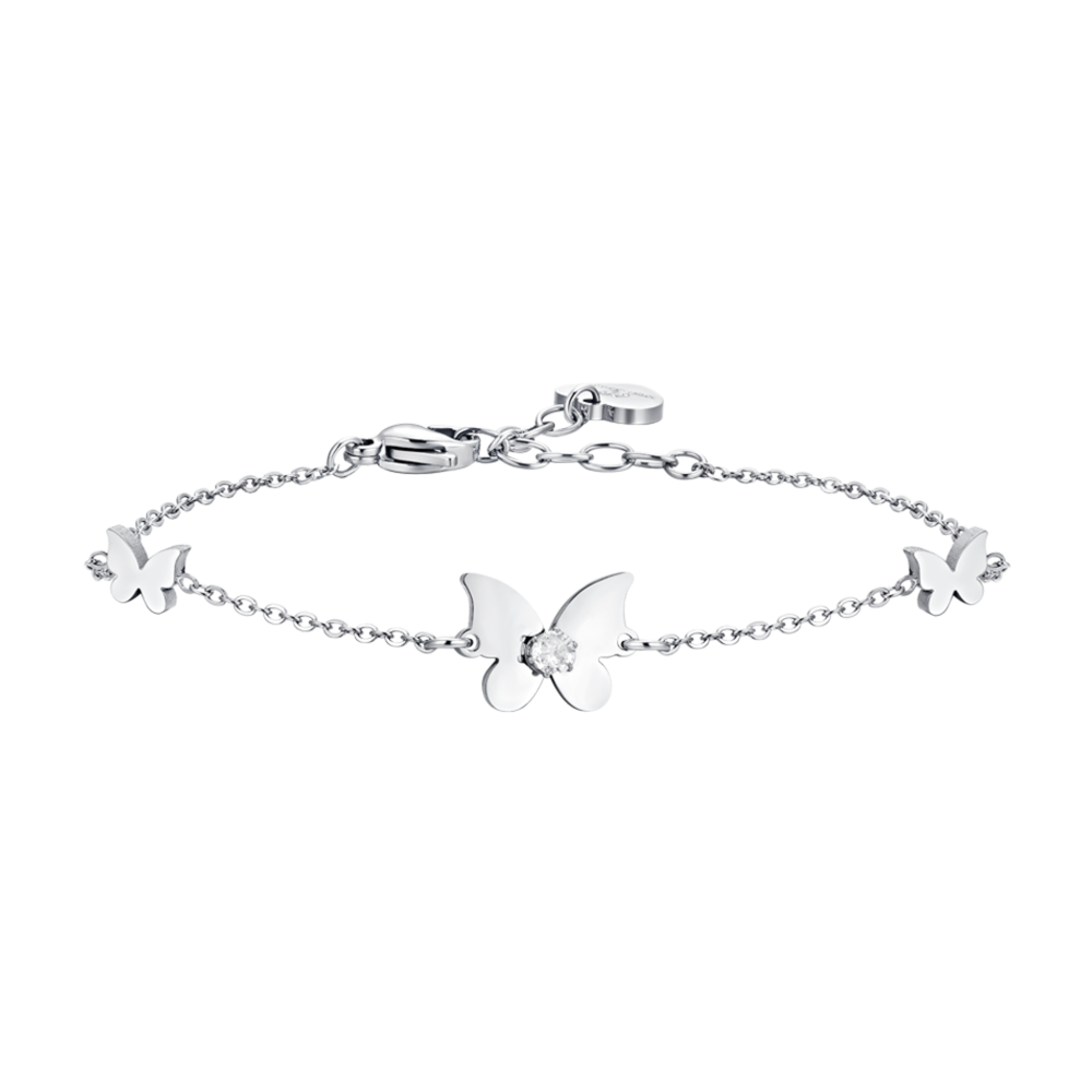 Pulsera Acero Mariposas Con Circonita