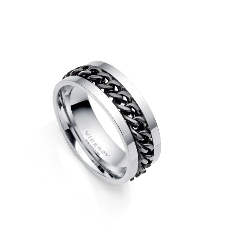 Anillo de Hombre Beat Giratorio de Acero con Ip Negro