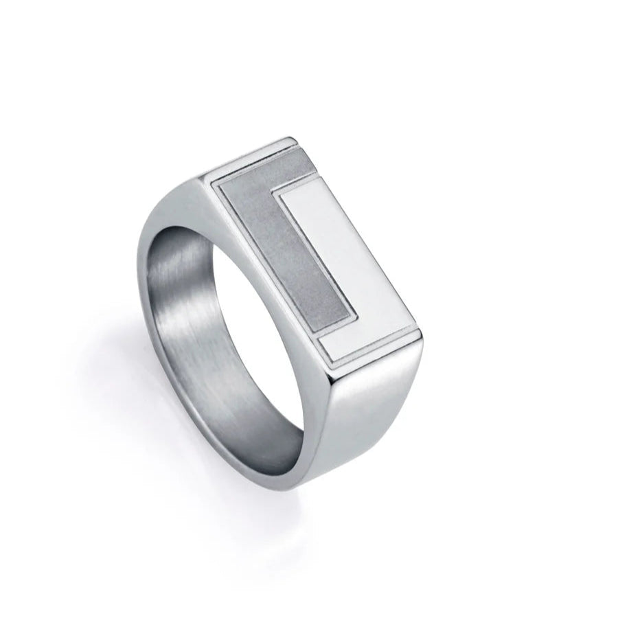 Anillo de Hombre de Acero Tipo Sello