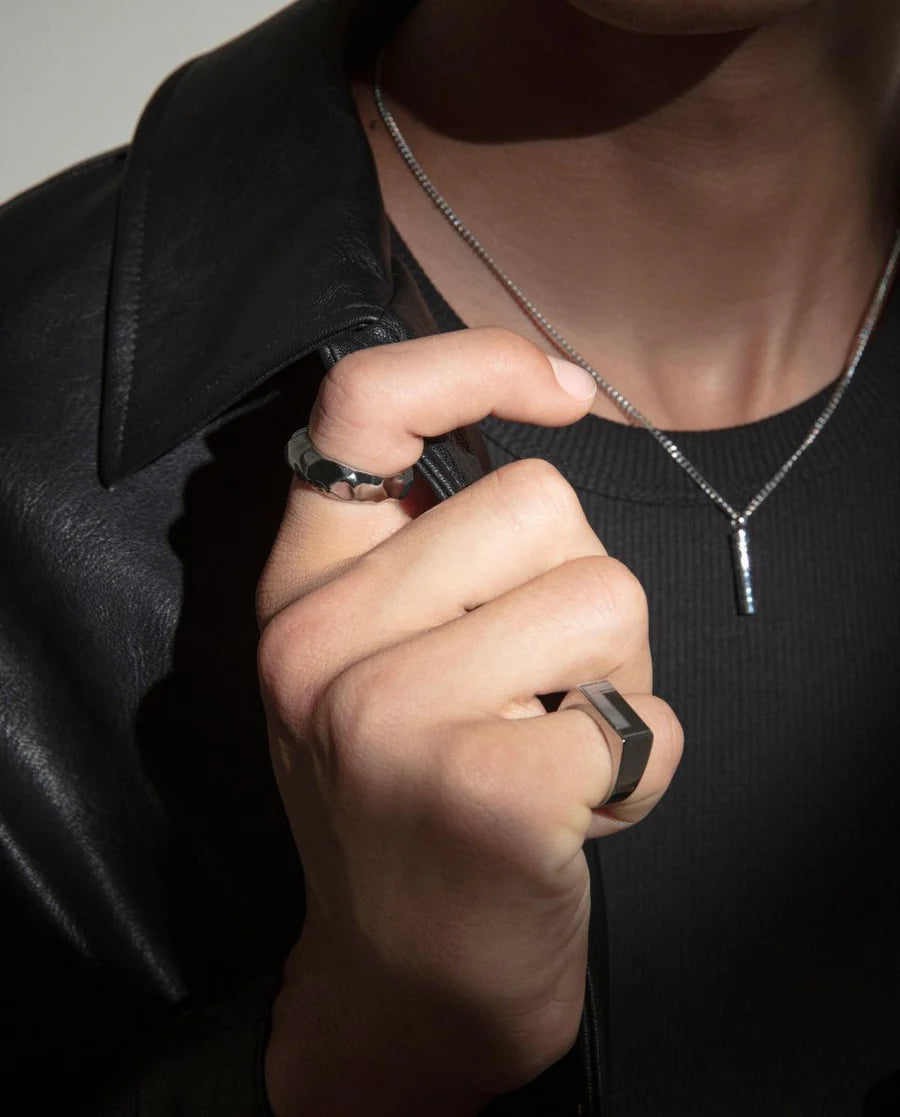 Anillo de Hombre de Acero Tipo Sello