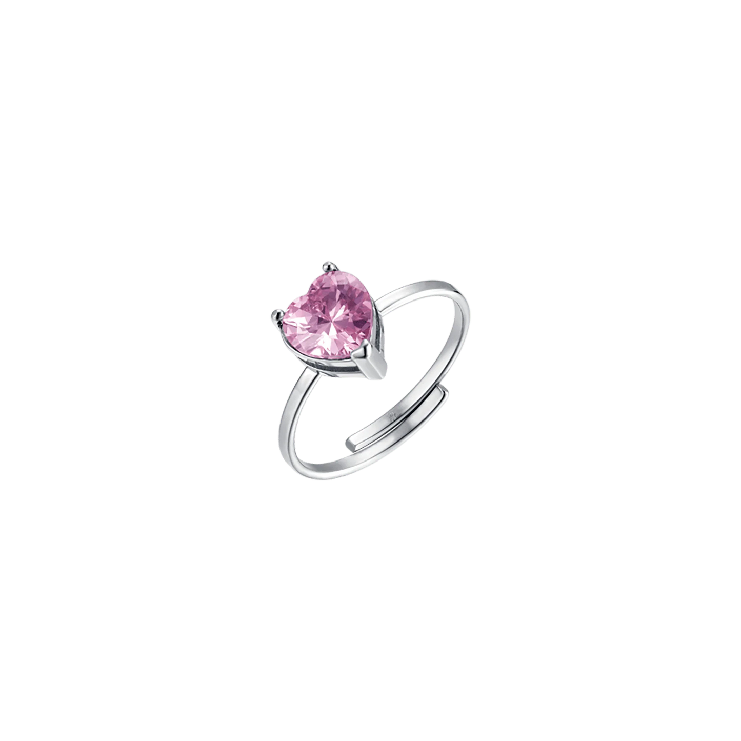 Anillo Acero Autoajustable Circonita Corazón Rosa Luca Barra