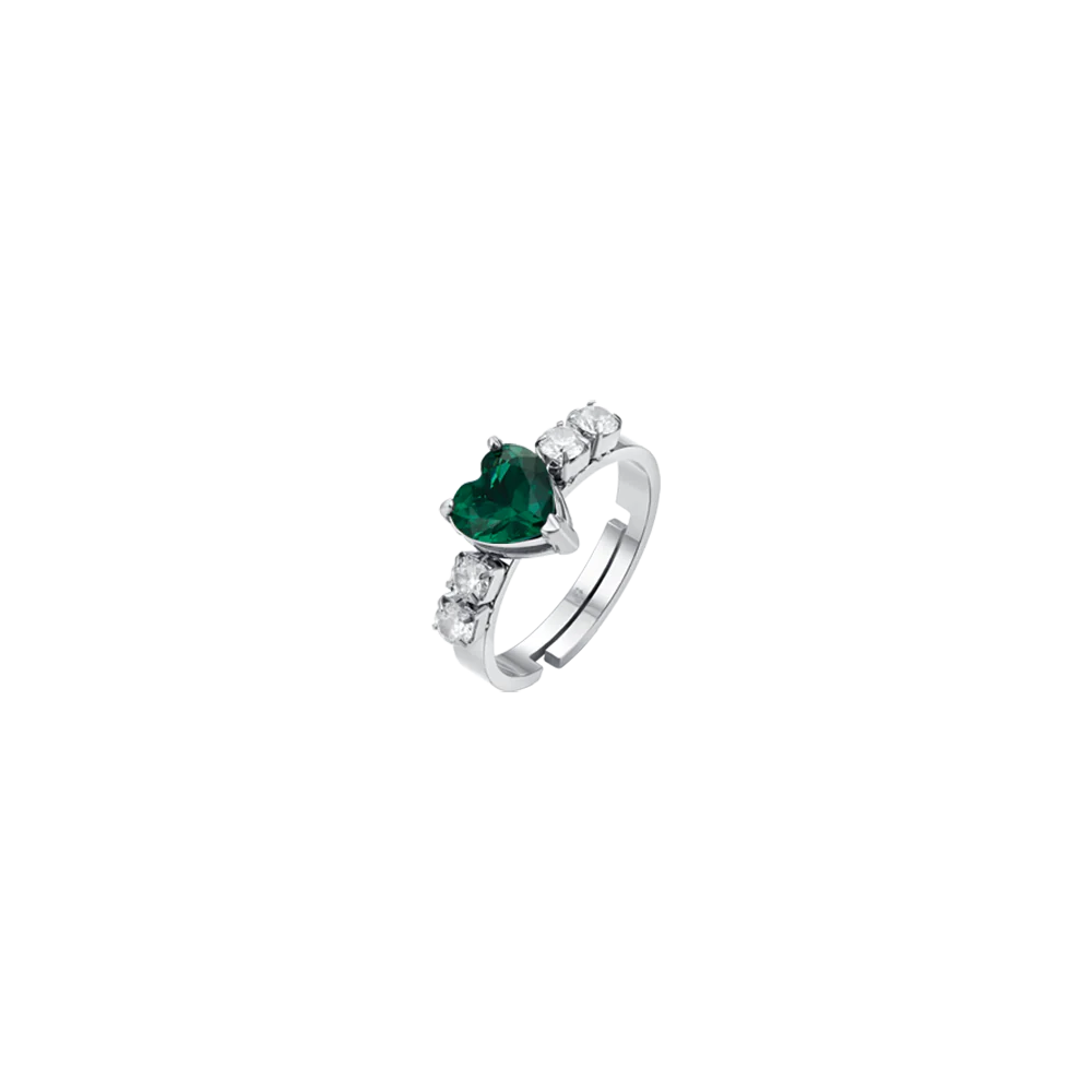 Anillo acero ajustable corazón con circonitas Luca Barra