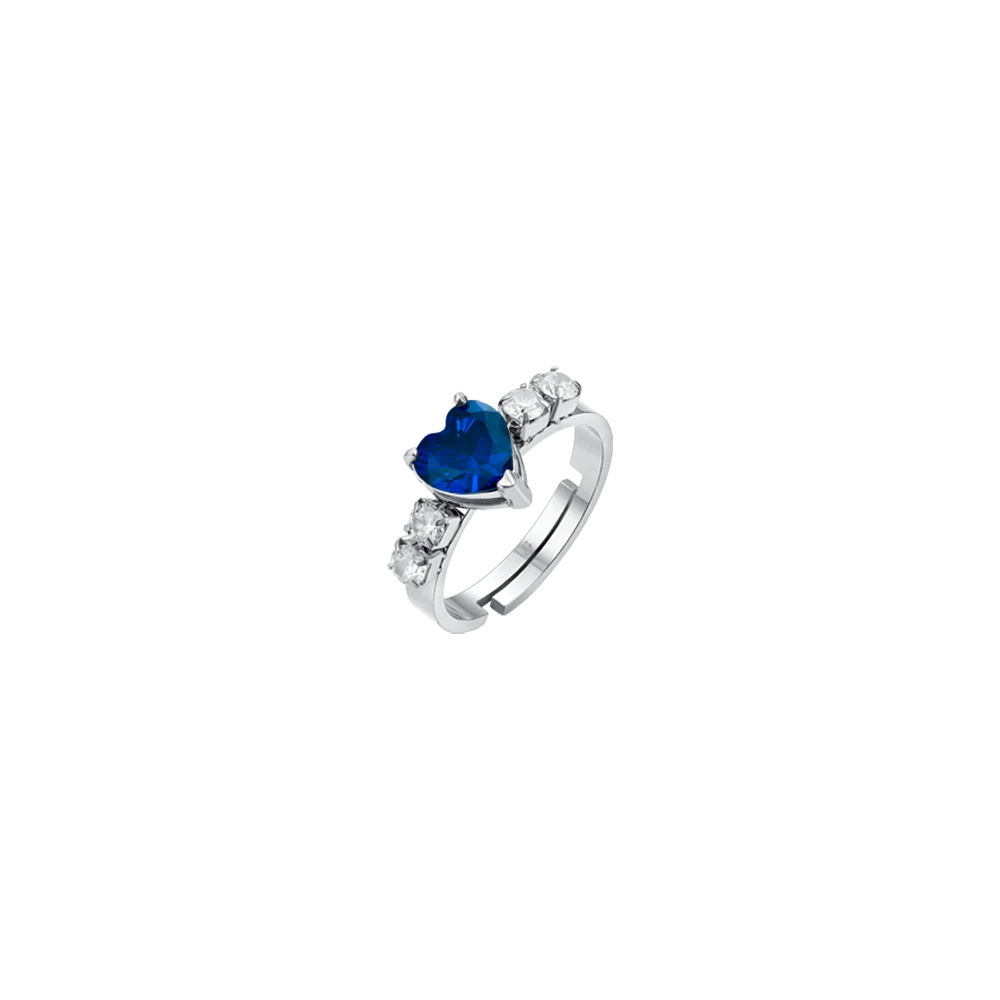 Anillo acero ajustable corazón con circonitas Luca Barra