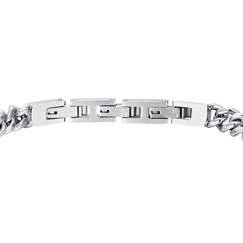 Men's Steel Bracelet with Black Crystal Detail
