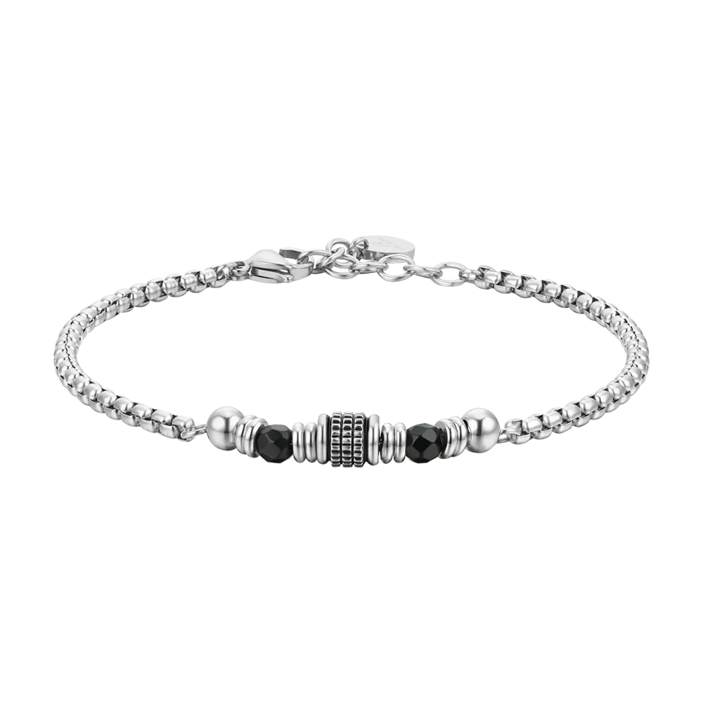 Pulsera de Acero con Ágata Negra