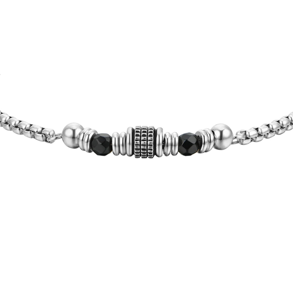 Pulsera de Acero con Ágata Negra