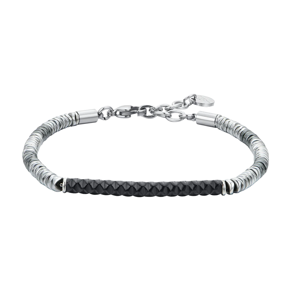 Pulsera Acero IP Negro con Placa