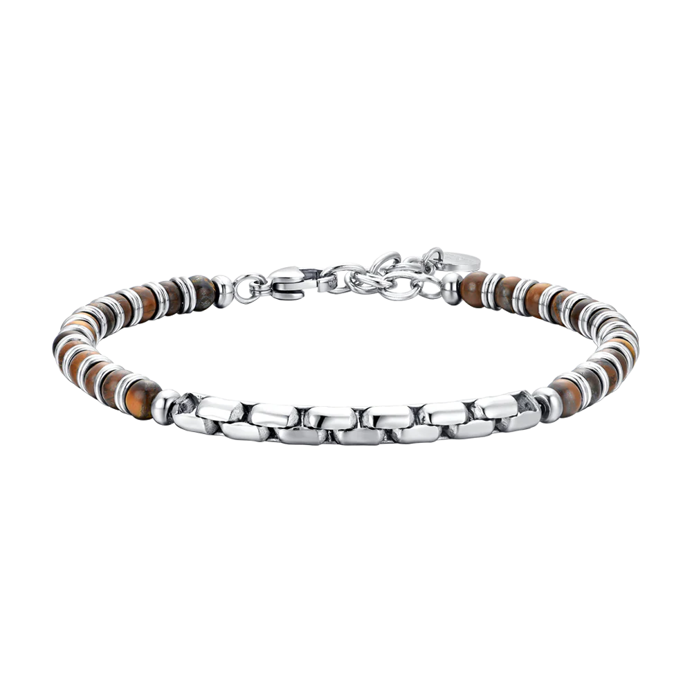 Pulsera Acero Caballero Ojo De Tigre