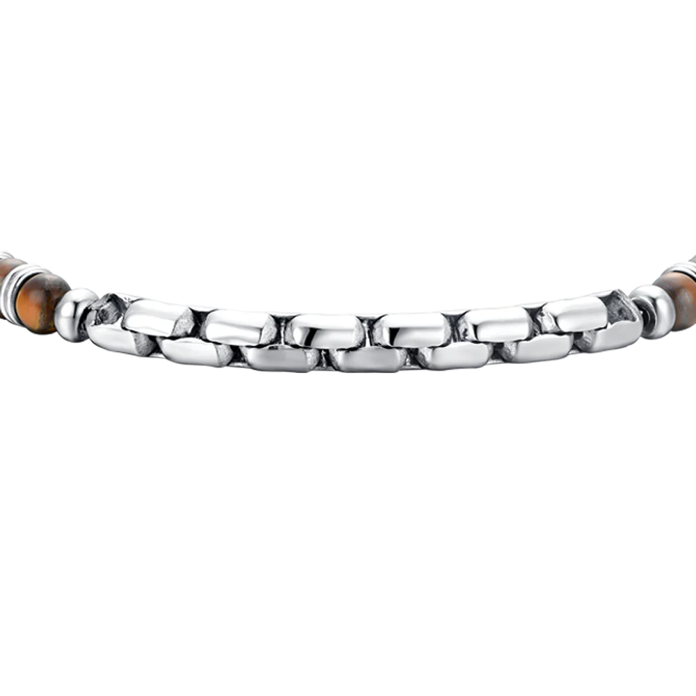 Pulsera Acero Caballero Ojo De Tigre