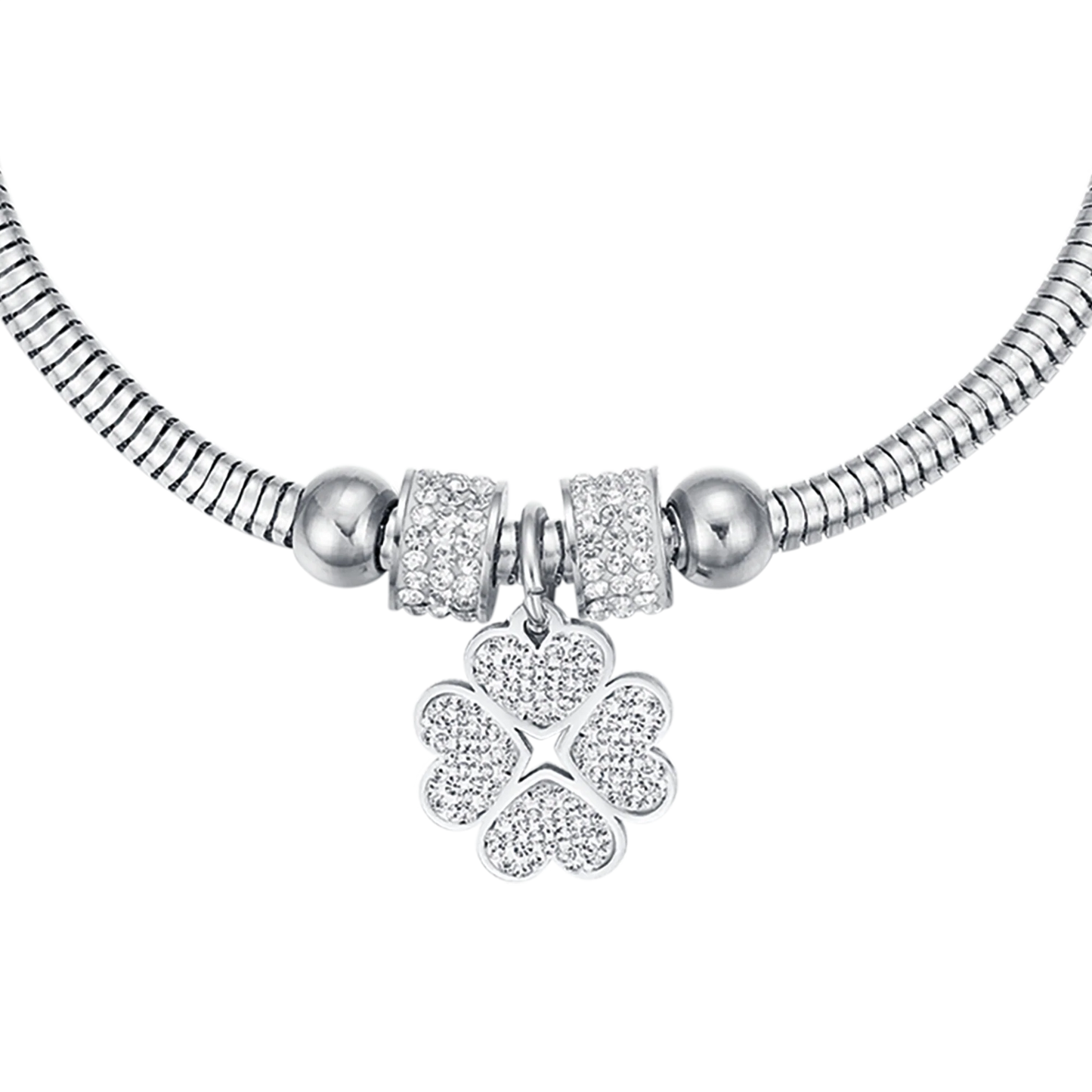 Pulsera Acero Cola De Ratón Con Trébol