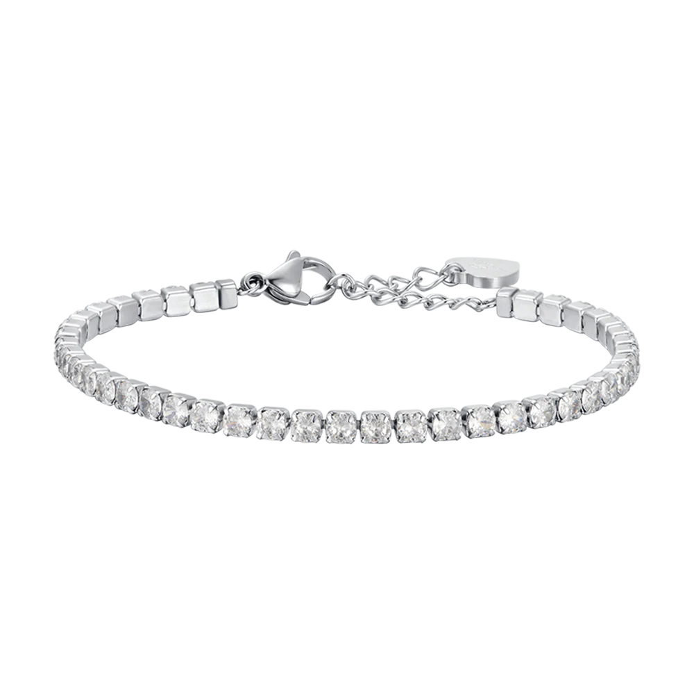 Pulsera Acero Riviere con Circonitas Blancas Brillantes
