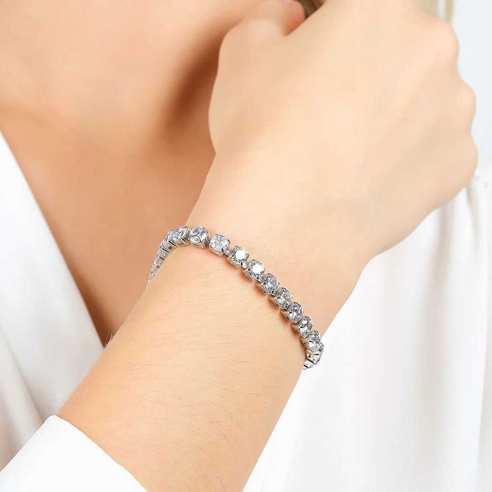 Pulsera Acero Riviere con Circonitas Blancas Brillantes
