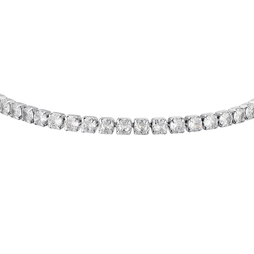 Pulsera Acero Riviere con Circonitas Blancas Brillantes