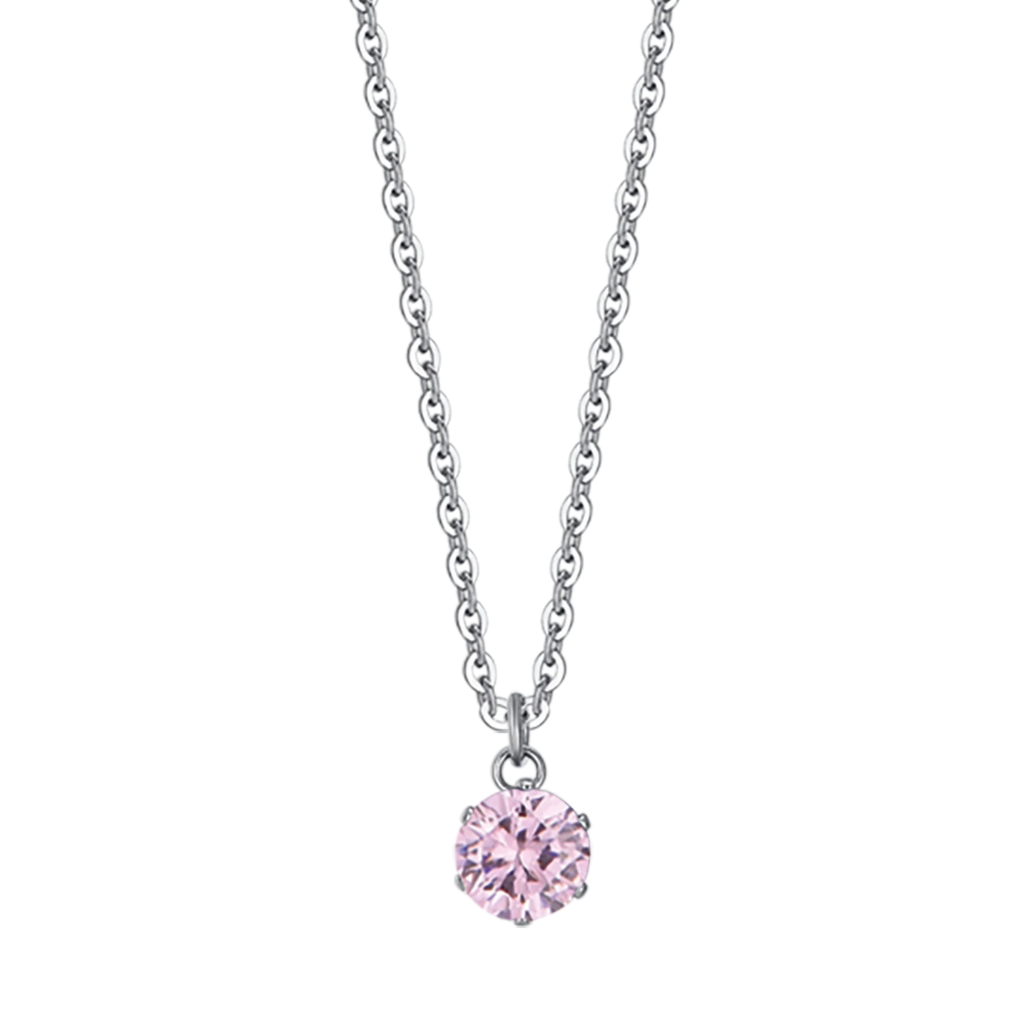 Cadena Acero Con Colgante Circonita Color Rosa De Francia