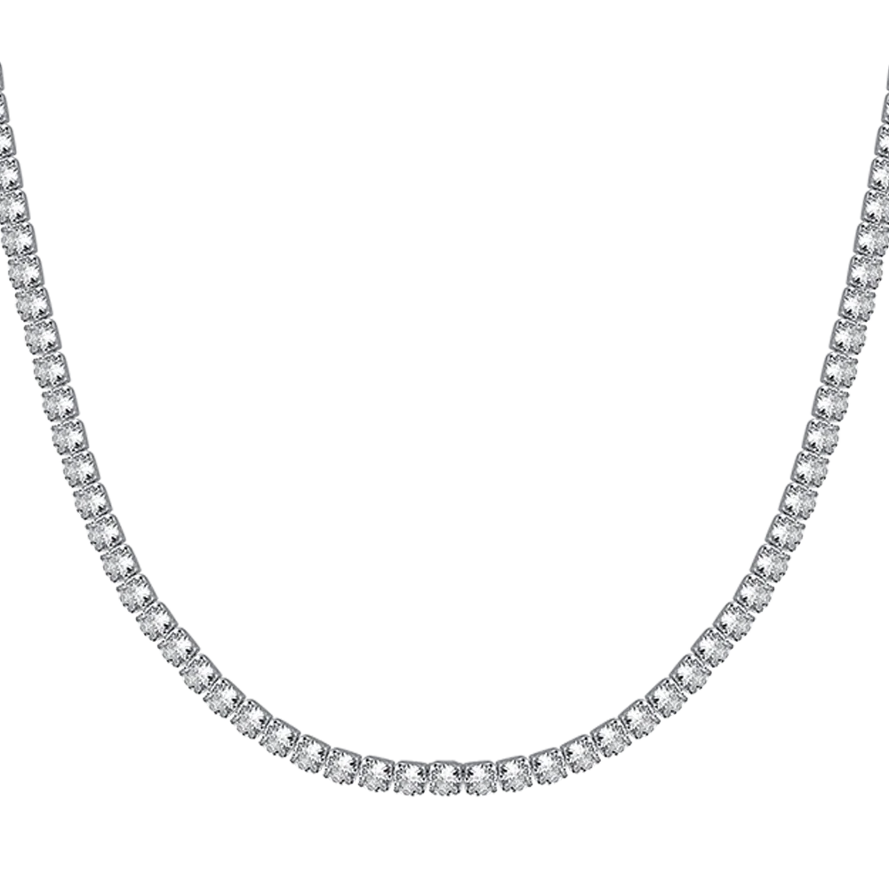 Collar Tenis de Hombre en Acero con Cristales Blancos