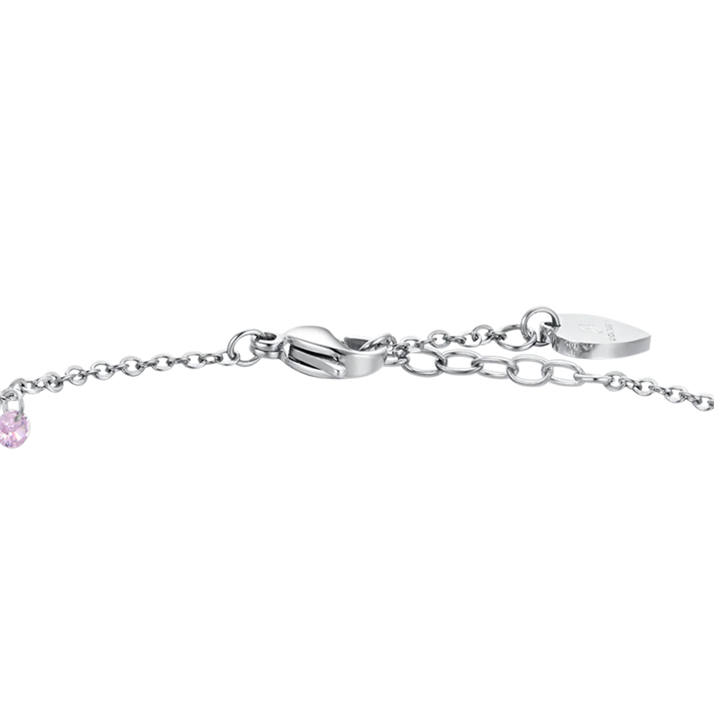 Tobillera De Mujer De Acero Con Circonita Rosa