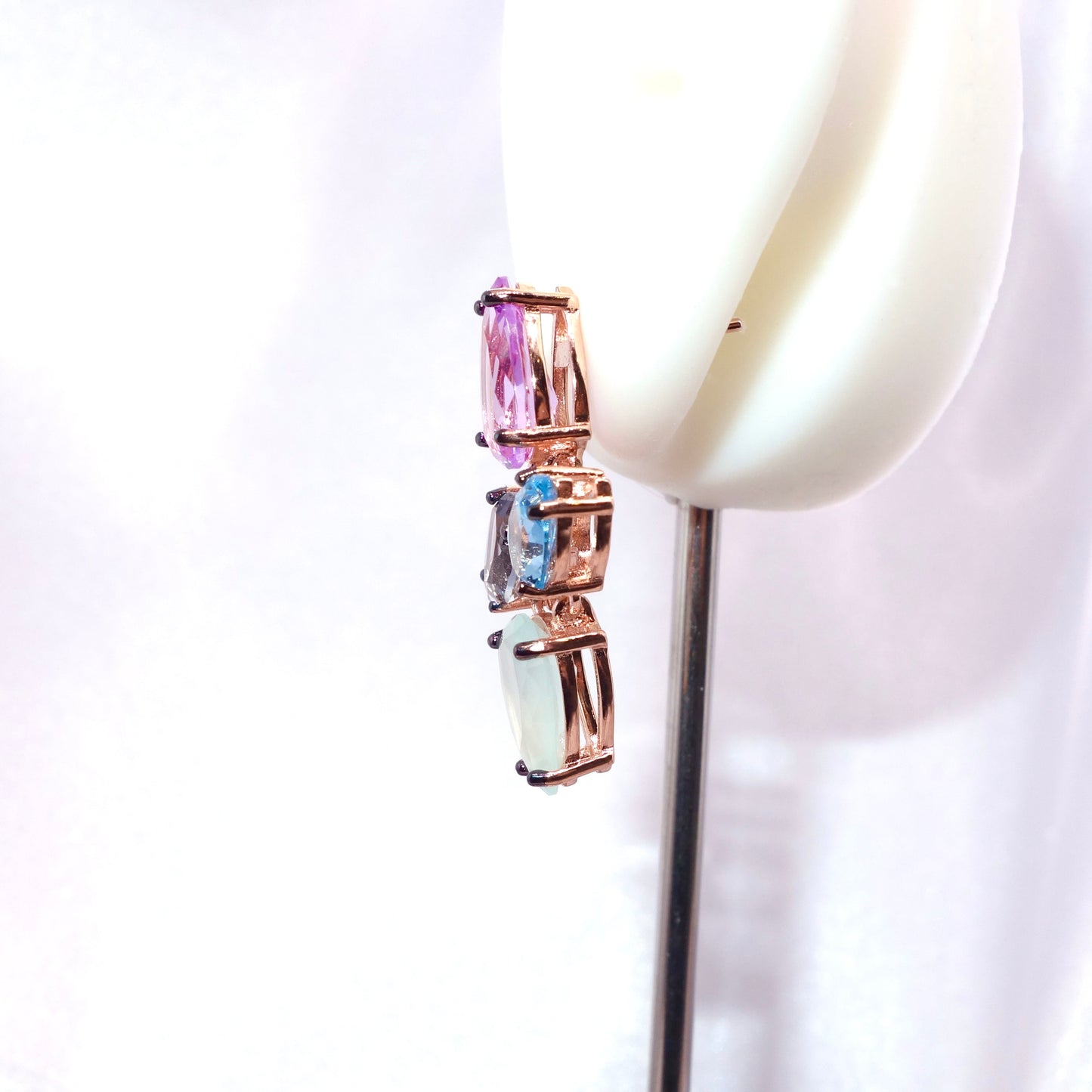 Pendientes Plata 925 Chapado Rosa Circonitas Multicolor