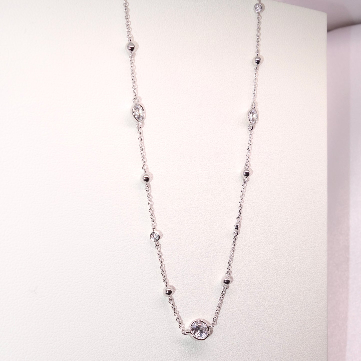 Collar Plata Rodiada Chatones y Circonitas