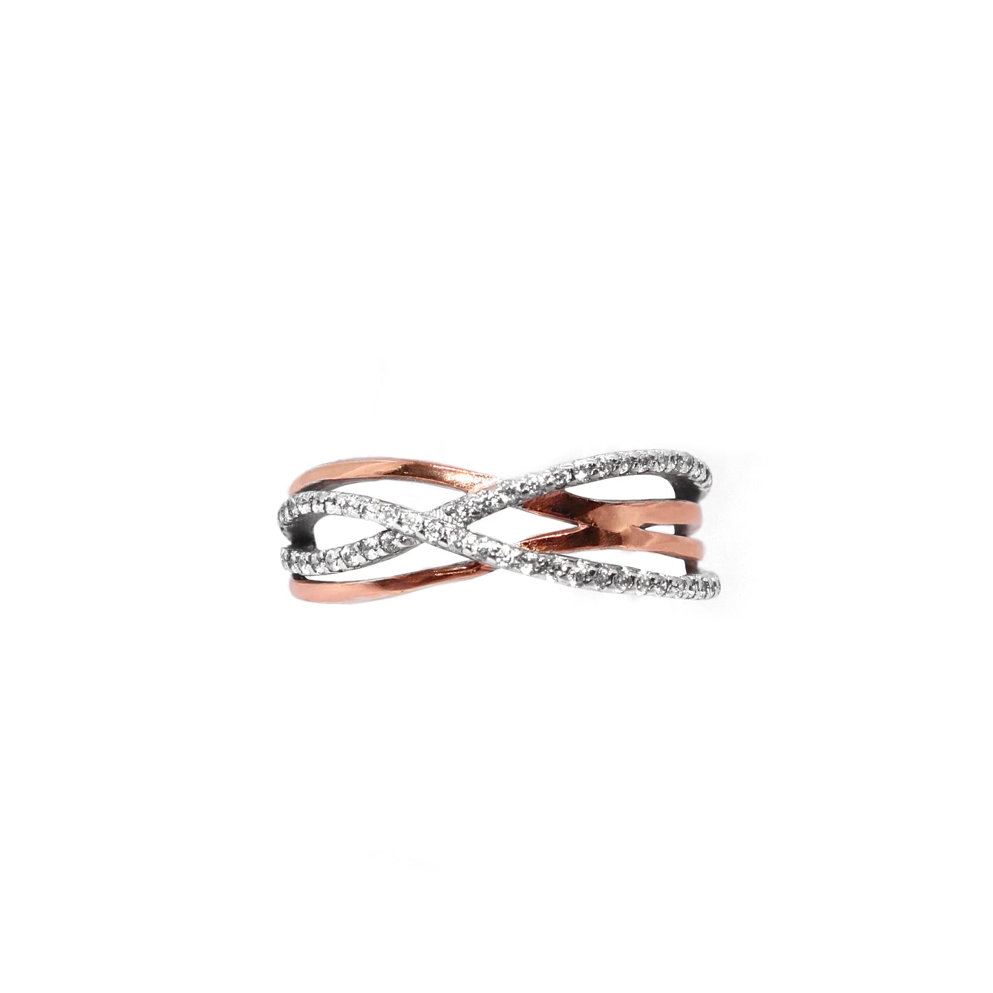 Anillo Plata De Ley 925 Bicolor Circonita