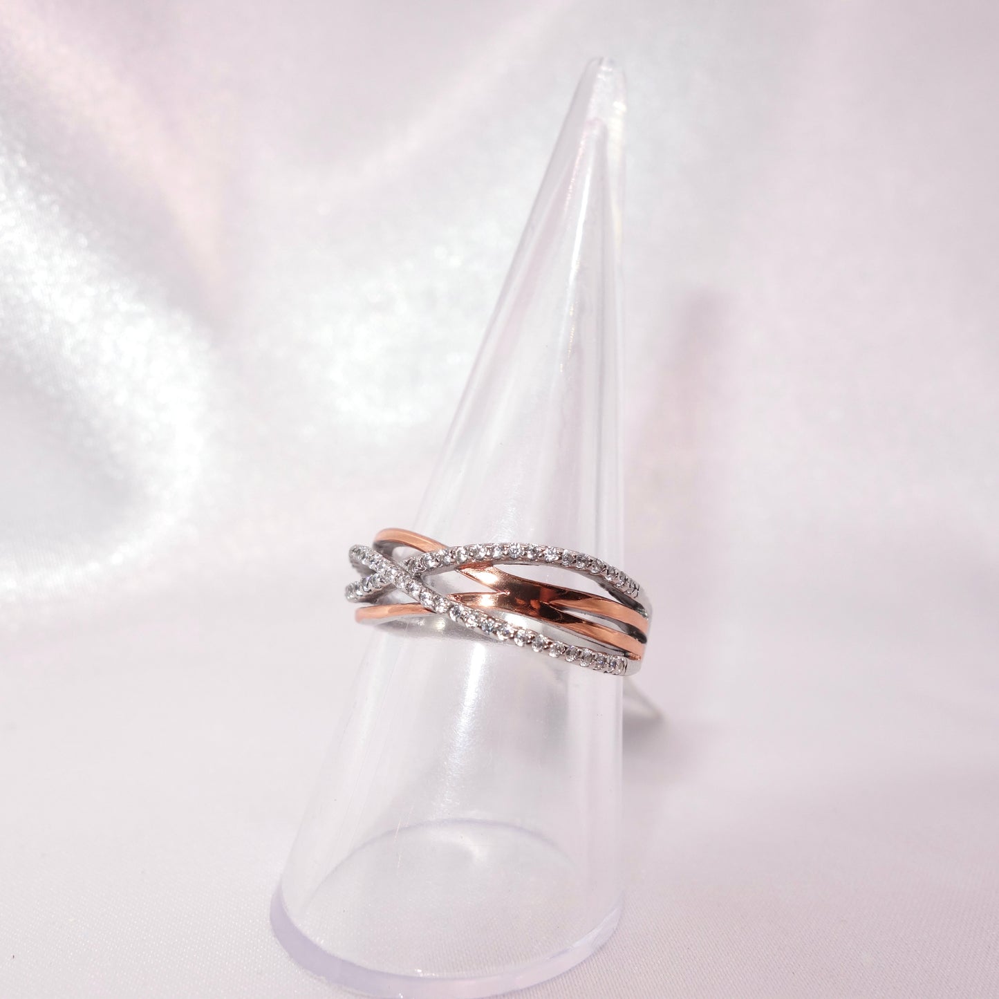 Anillo Plata De Ley 925 Bicolor Circonita