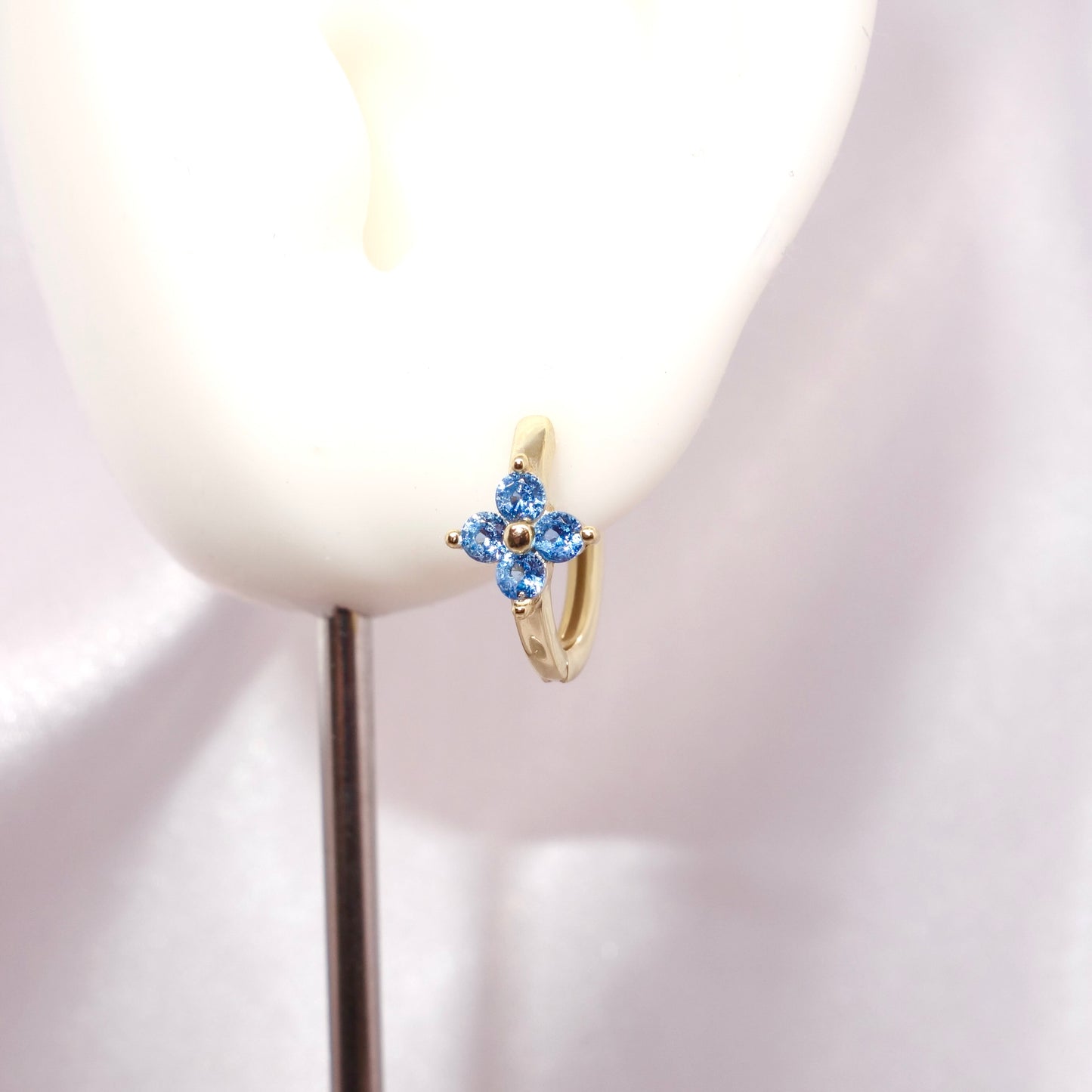 Pendientes Aros Plata Chapado Dorado Circonita Flor