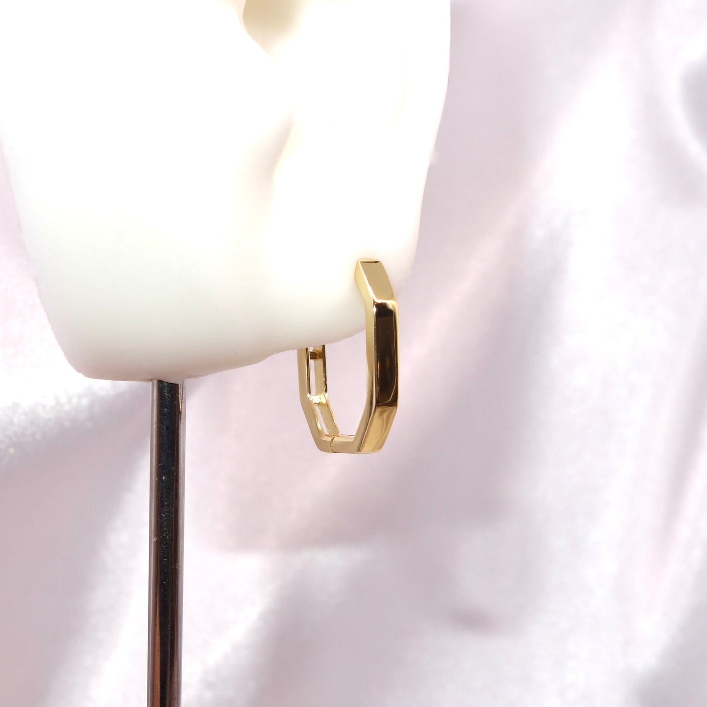 Pendientes Aros Plata Chapado Dorado Irregular