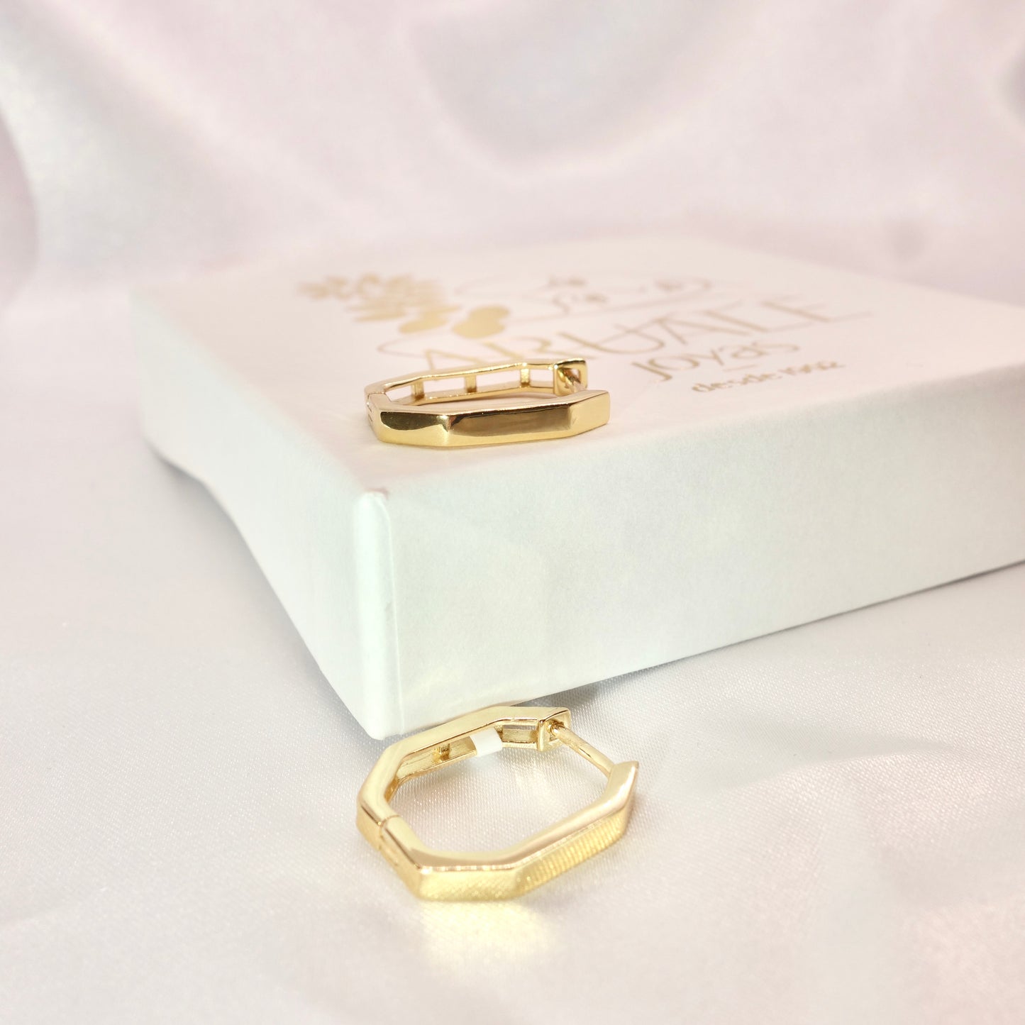 Pendientes Aros Plata Chapado Dorado Irregular