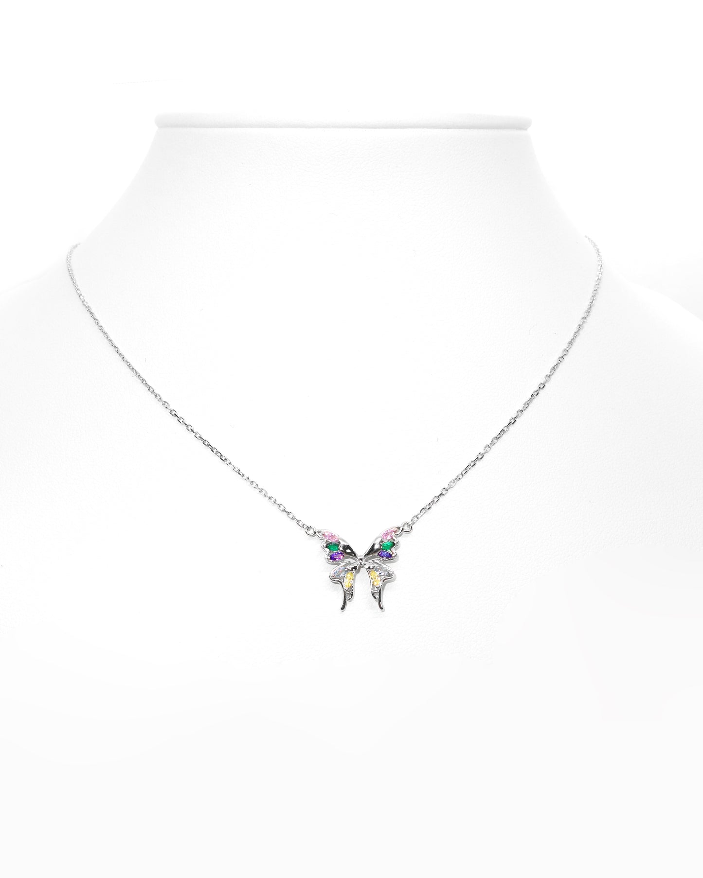 Collar de Plata de Mariposa con Circonitas de Multicolor