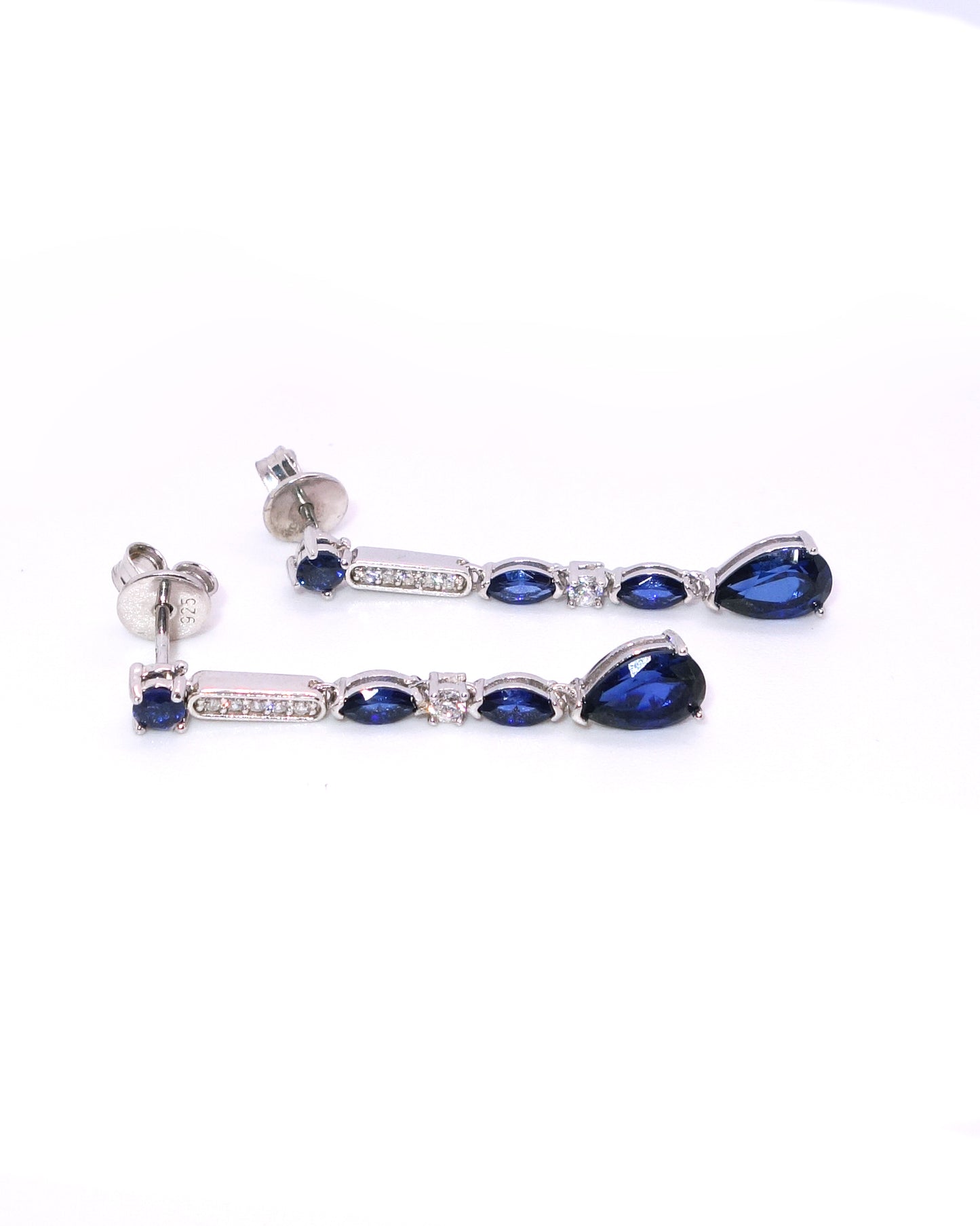 Pendientes Circonitas Color Zafiro Plata con Rodio